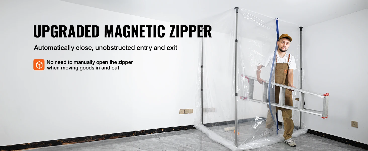 SucceBuy 7.5/8.5/13.2' Reusable Dust Barrier Dust Barrier Door Kit with Magnetic Self-Closing Zipper PE Construction Door Cover
