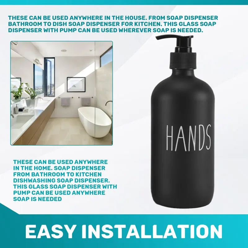 Soap Dispenser Set 2 Pack,Contains Dish Soap Dispenser And 16 Oz Glass Soap Dispenser With Pump