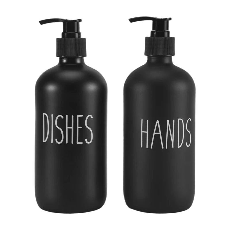 Soap Dispenser Set 2 Pack,Contains Dish Soap Dispenser And 16 Oz Glass Soap Dispenser With Pump