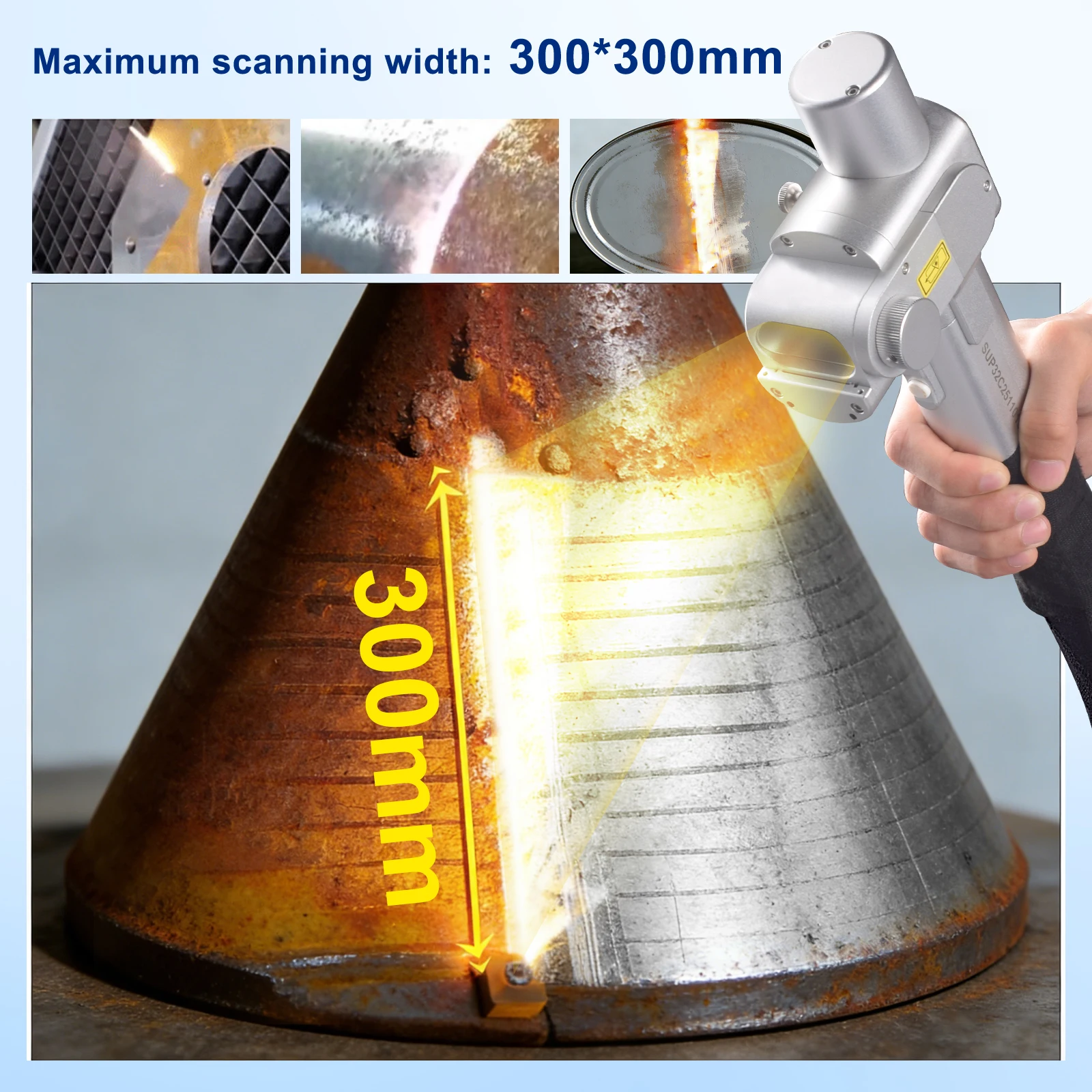 1500W Air Cooling Laser Cleaner Rust Removal Cleaning Oil Paint for Metal Cleaning Width 300MM Air Cooled Laser Cleaning Machine