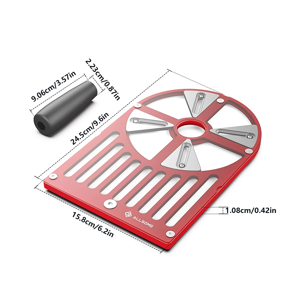 Allsome Trimming Router Base Plate 65 to 132mm Diameter Trimming Machine Workbench Base Adjustable Slider Aluminum Alloy