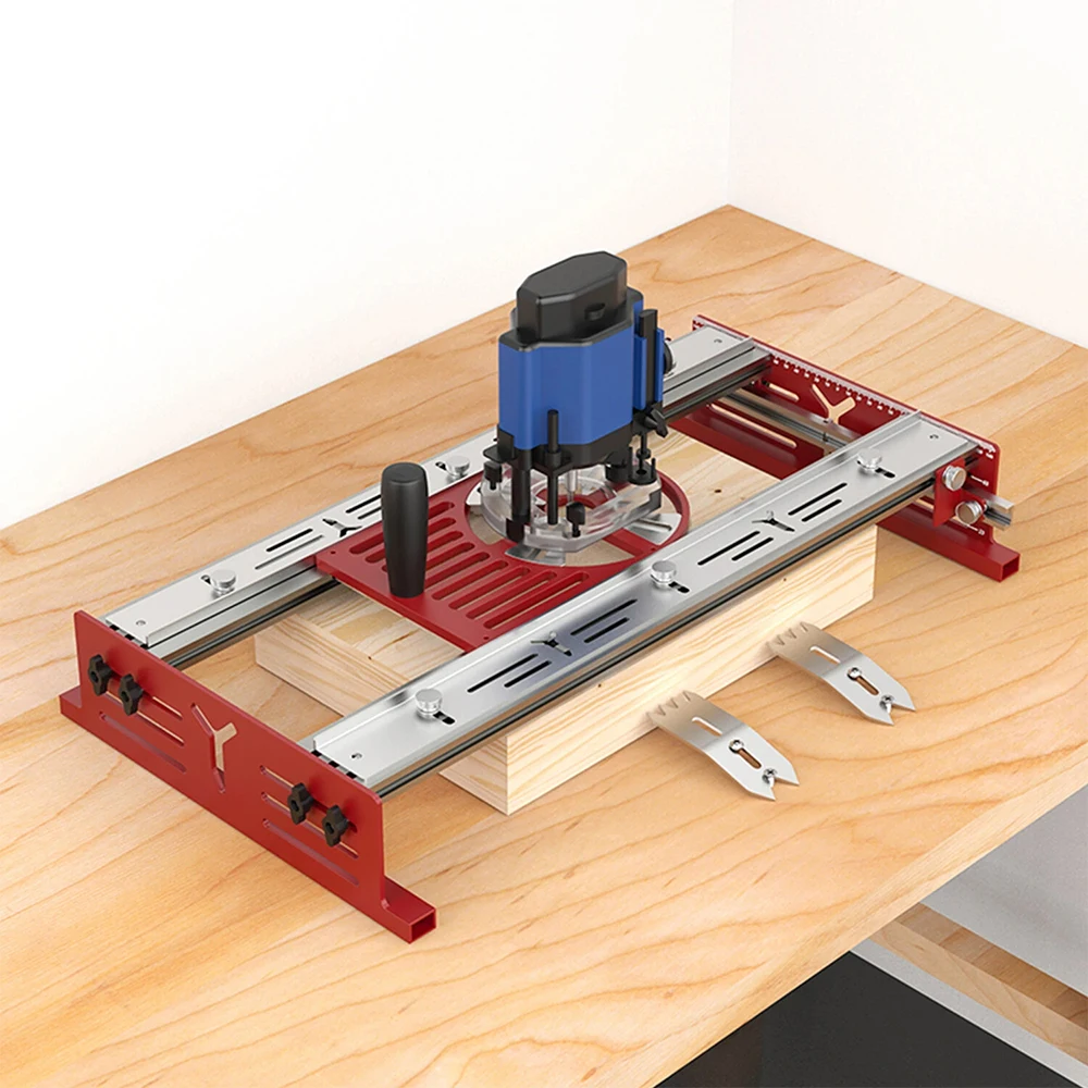 Allsome Trimming Router Base Plate 65 to 132mm Diameter Trimming Machine Workbench Base Adjustable Slider Aluminum Alloy