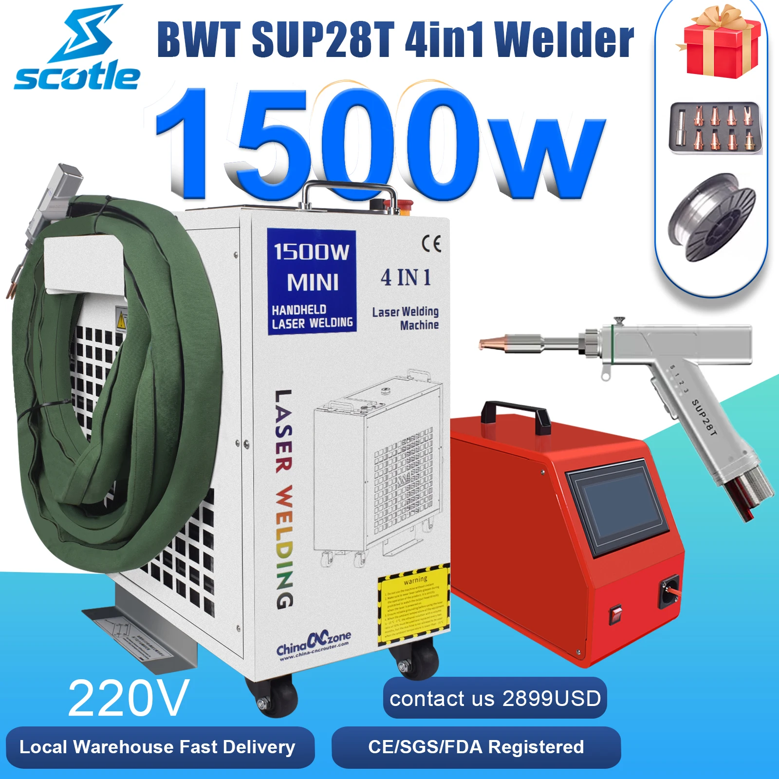 1500W Fiber Laser Welding Machine 4 IN 1 Handheld Laser Welder for Metal Welding Cutting Cleaning SUP23T Welding 220V