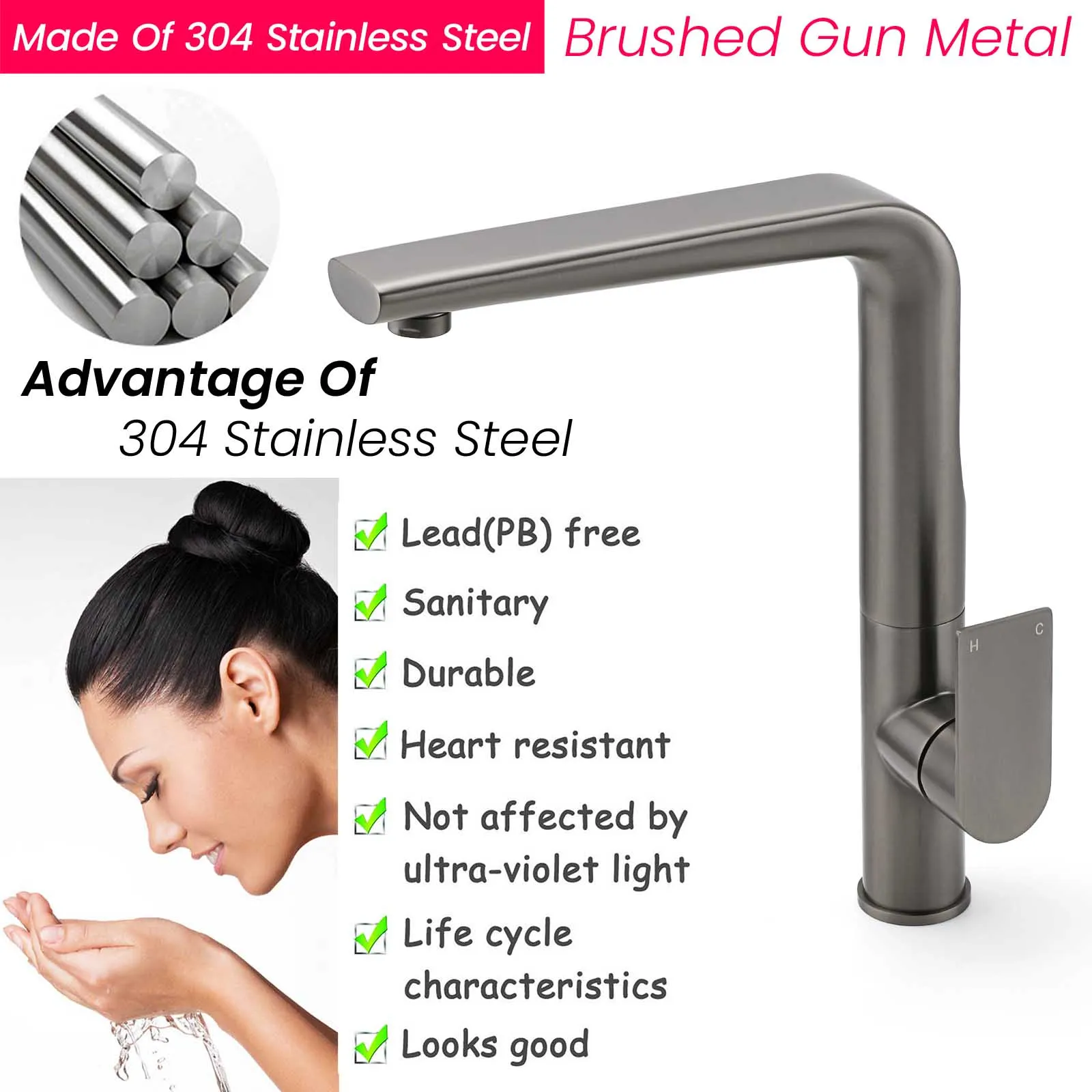 **Sydney Stock** KYLINS Tall Kithen Mixer Tap Sink Faucet Tapware Brushed Nickel Gold Black Gun Metal Chrome WaterMark Wels