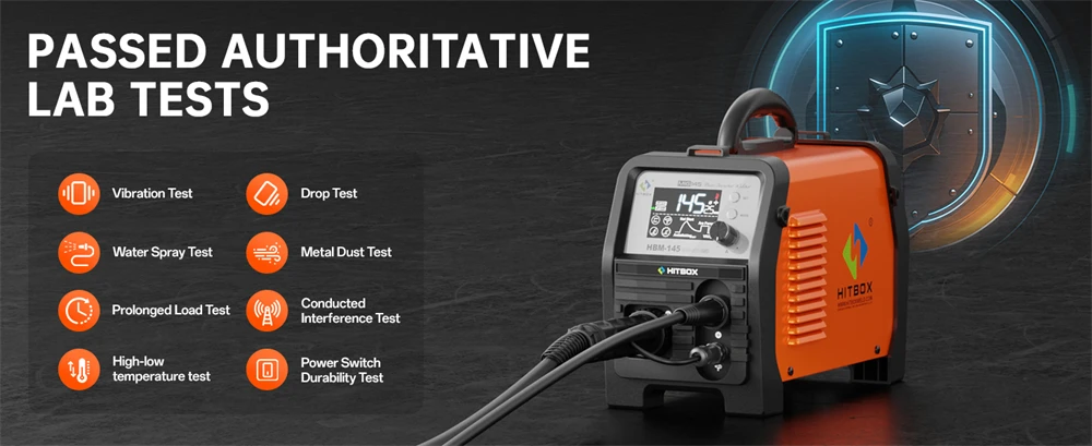 HITBOX 4 in 1 MIG Welder MMA/Gasless MIG/Lift TIG/Spool Gun Synergic Control Inverter Welder Large LED Display HBM145 AU Plug