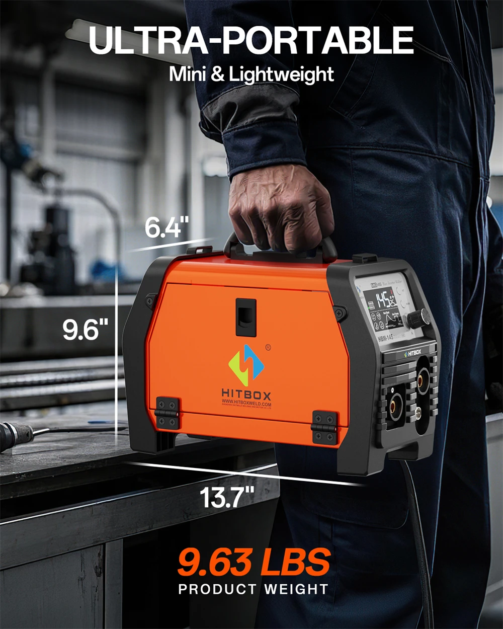 HITBOX 4 in 1 MIG Welder MMA/Gasless MIG/Lift TIG/Spool Gun Synergic Control Inverter Welder Large LED Display HBM145 AU Plug