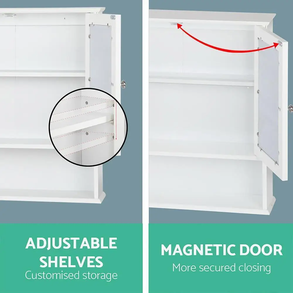 Bathroom Mirror Cabinet Wall Mounted Storage Cupboard for Bathroom Organizer Space Saving Furniture Cabinet with Shelves and Door