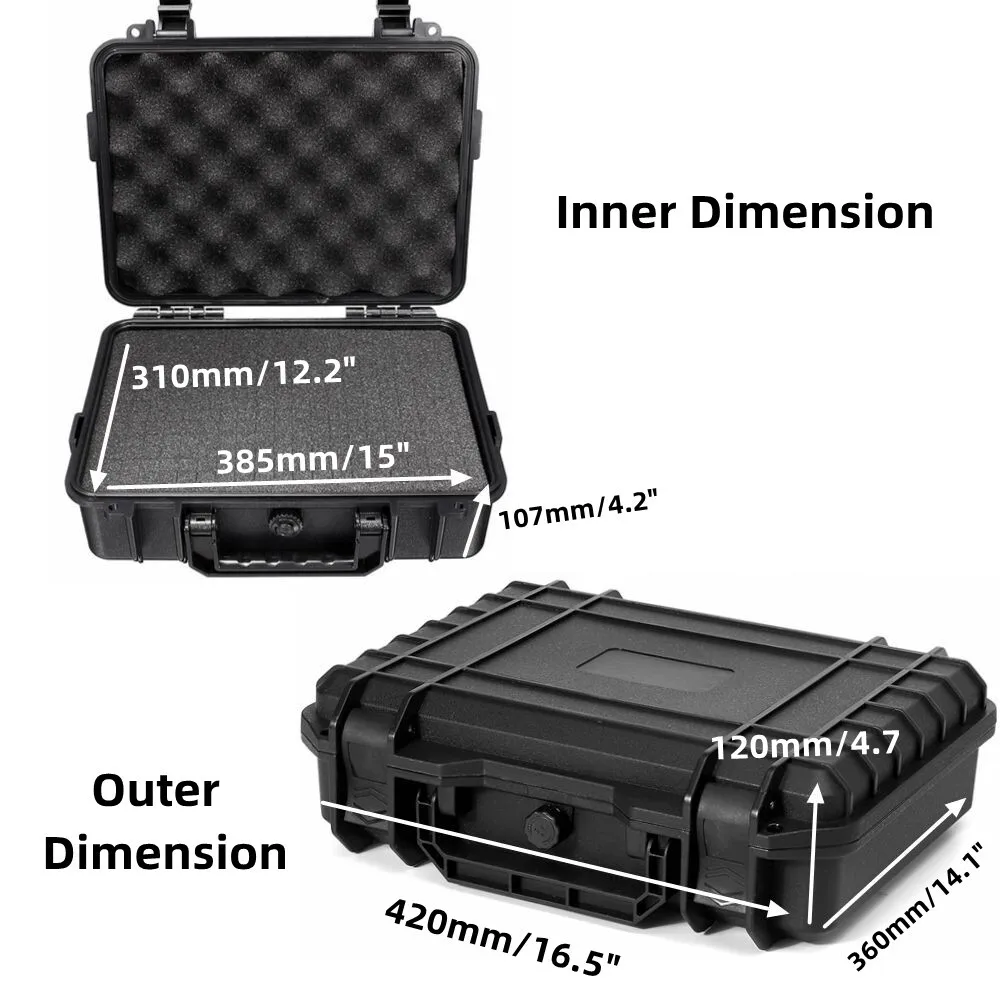 420mm Waterproof Hard Carry Case Tool Storage Box Portable Organizer With Foam