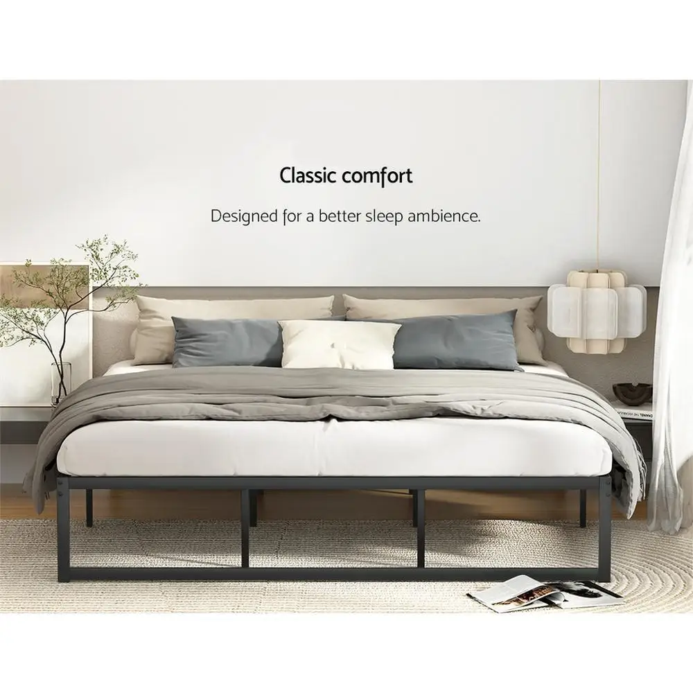 King Size Metal Platform Bed Frame Heavy Duty Steel Mattress Foundation No Box Spring Required TINO