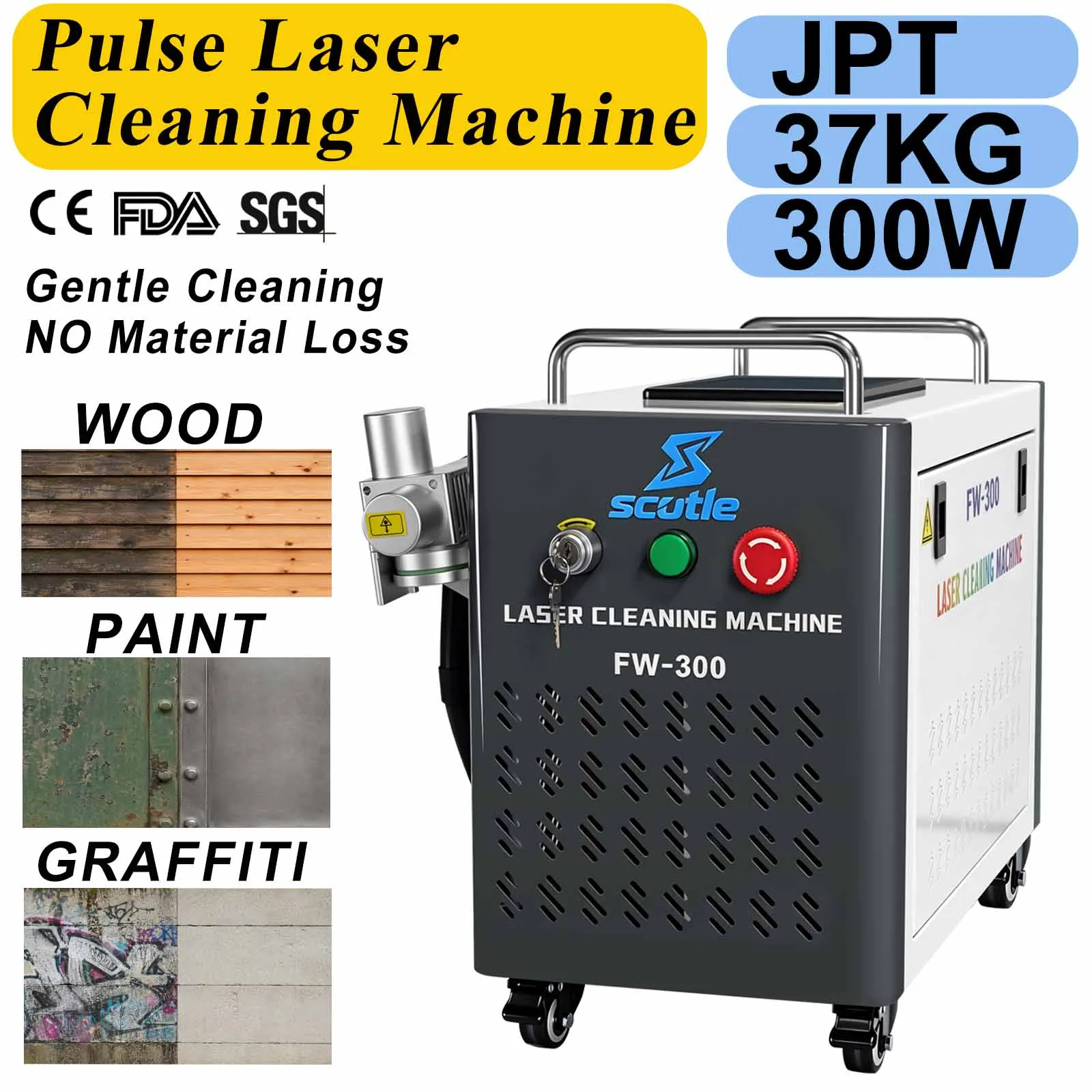 JPT 300W Pulsed Laser Cleaner 500W Rust Paint Oil & Graffiti Removal for Metal Wood & Wall Surfaces | Non-Damaging AU Stock