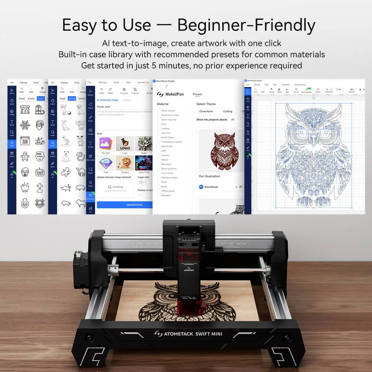 ATOMSTACK SWIFT MINI Laser Engraver 3W Portable Laser Cutter Engraving Machine For Metal Acrylic DIY Craft Tool for Etsy Sellers