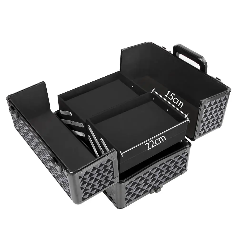 Travel Makeup Case Cosmetic Organizer Box with Wheels Diamond Design Portable Beauty Trolley Storage Bag for Travel and Home Use