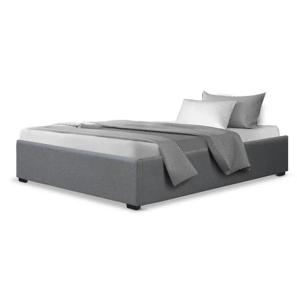 King Single Grey Gas Lift Bed Base Storage Platform Frame Upholstered Bedroom Furniture Space Saving Support Base