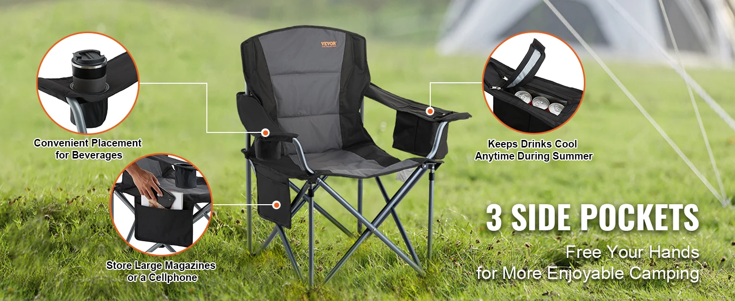 SucceBuy Outdoor Camping Chair 350lbs High Load Ultralight Folding Chair, Portable Beach Hiking Picnic Travel Seat Fishing Tool