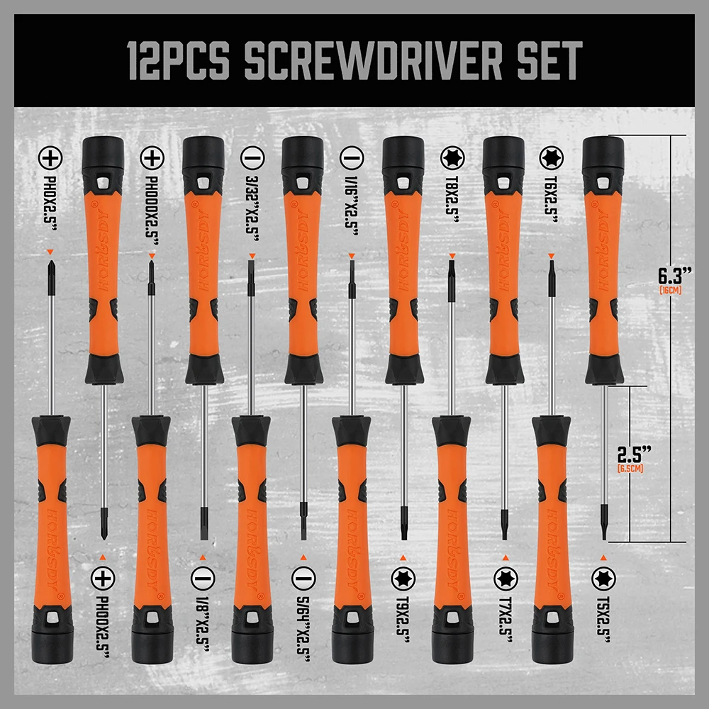 HORUSDY 12Pc Precision Screwdriver Set with Pouch Phillips Slotted Torx Star