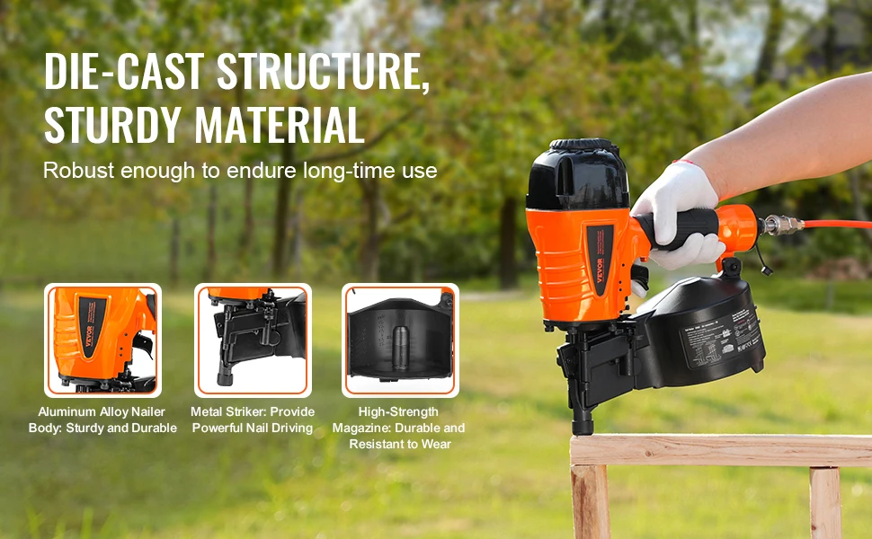 SucceBuy Coil Siding Nailer CN65 CN55 CN70 CN83 CN90 Pneumatic Siding Nail Gun Pallet Making Coil Nailer 70-120PSI Air Nailer