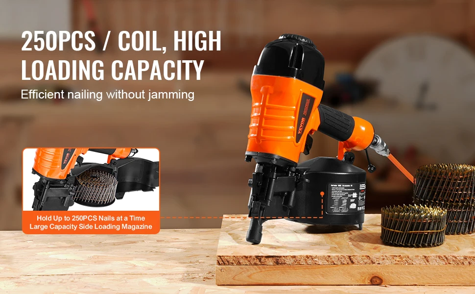 SucceBuy Coil Siding Nailer CN65 CN55 CN70 CN83 CN90 Pneumatic Siding Nail Gun Pallet Making Coil Nailer 70-120PSI Air Nailer