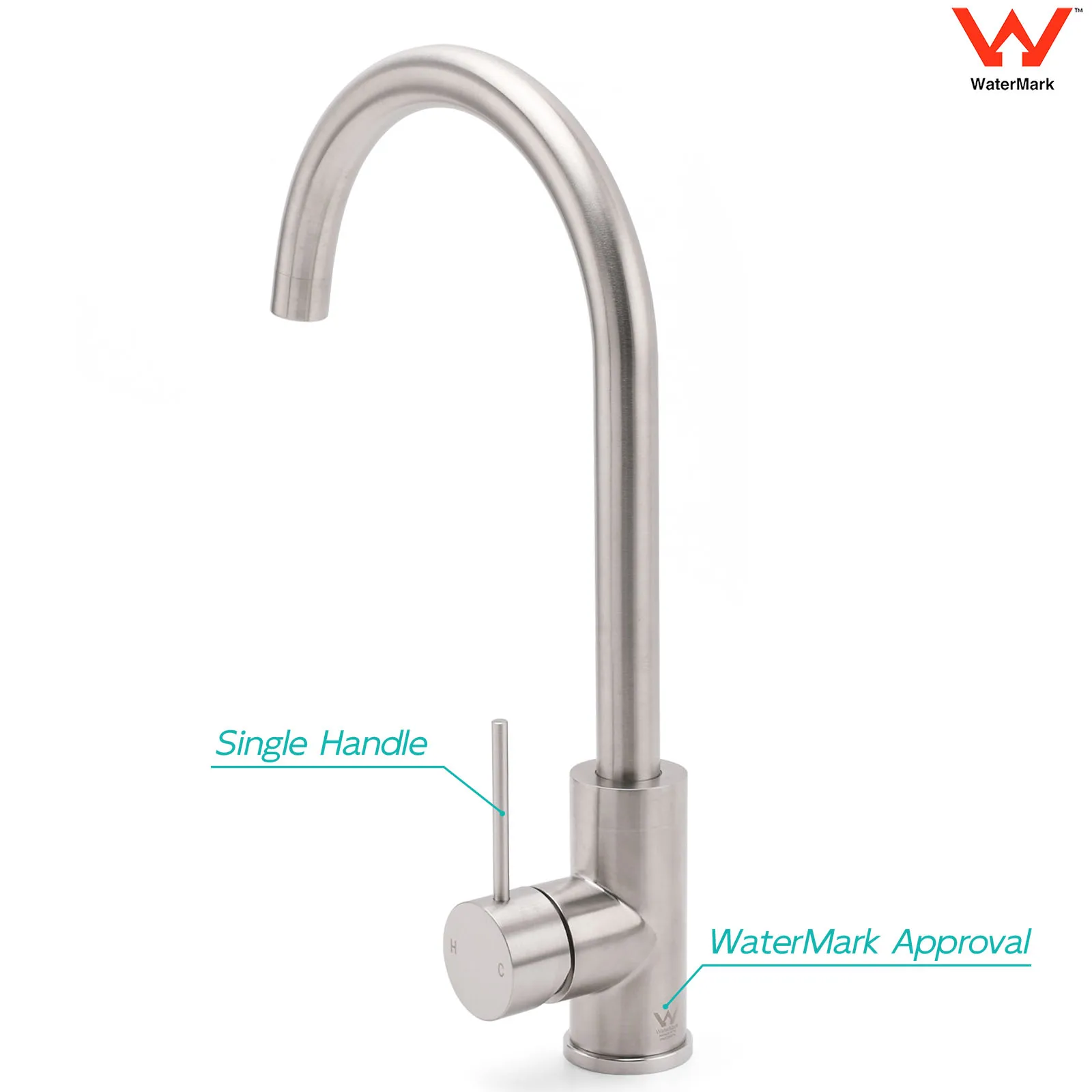 KYLINS WELS Tall Tapware 360° Swivel mixer Bathroom Faucets Brushed Nickel Round Kitchen Sink Tap Laundry Basin Mixer Faucet