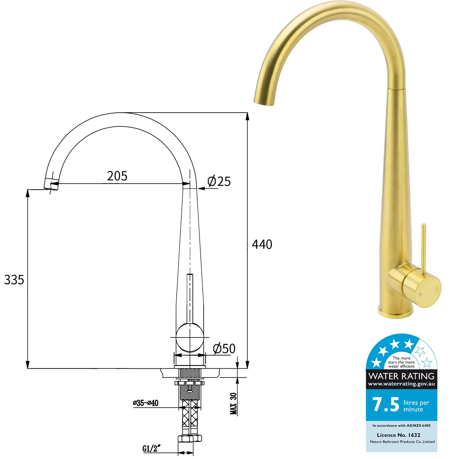 KYLINS WELS Tall Tapware 360° Swivel mixer Bathroom Faucets Brushed Nickel Round Kitchen Sink Tap Laundry Basin Mixer Faucet