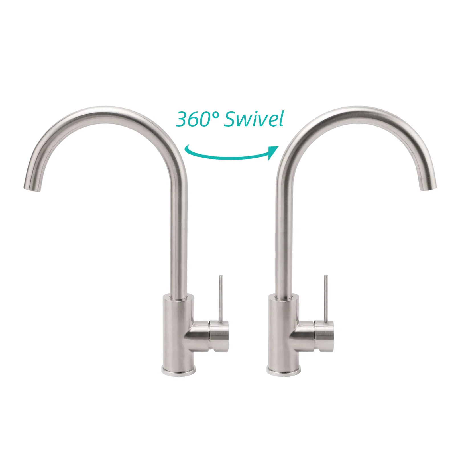 KYLINS WELS Tall Tapware 360° Swivel mixer Bathroom Faucets Brushed Nickel Round Kitchen Sink Tap Laundry Basin Mixer Faucet