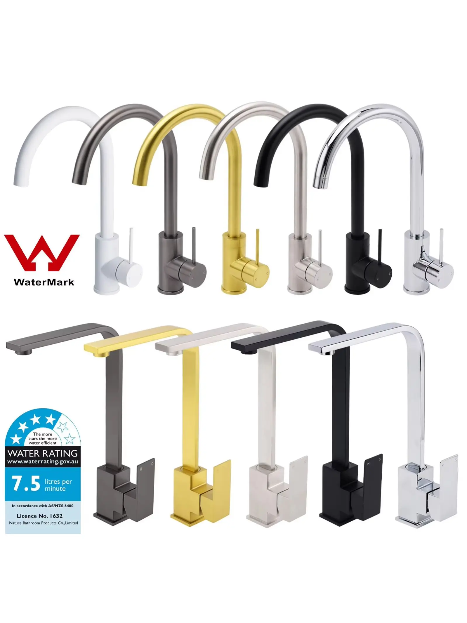 KYLINS WELS Tall Tapware 360° Swivel mixer Bathroom Faucets Brushed Nickel Round Kitchen Sink Tap Laundry Basin Mixer Faucet