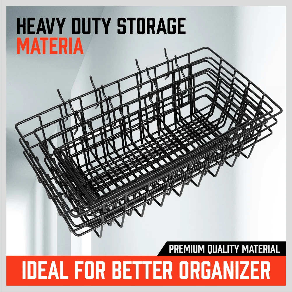 HORUSDY Peg Board Bins and Baskets | 4 Pack | Square Style 4 Size Pegboard Baskets and Pegboard Bins for Organize Workbenches,