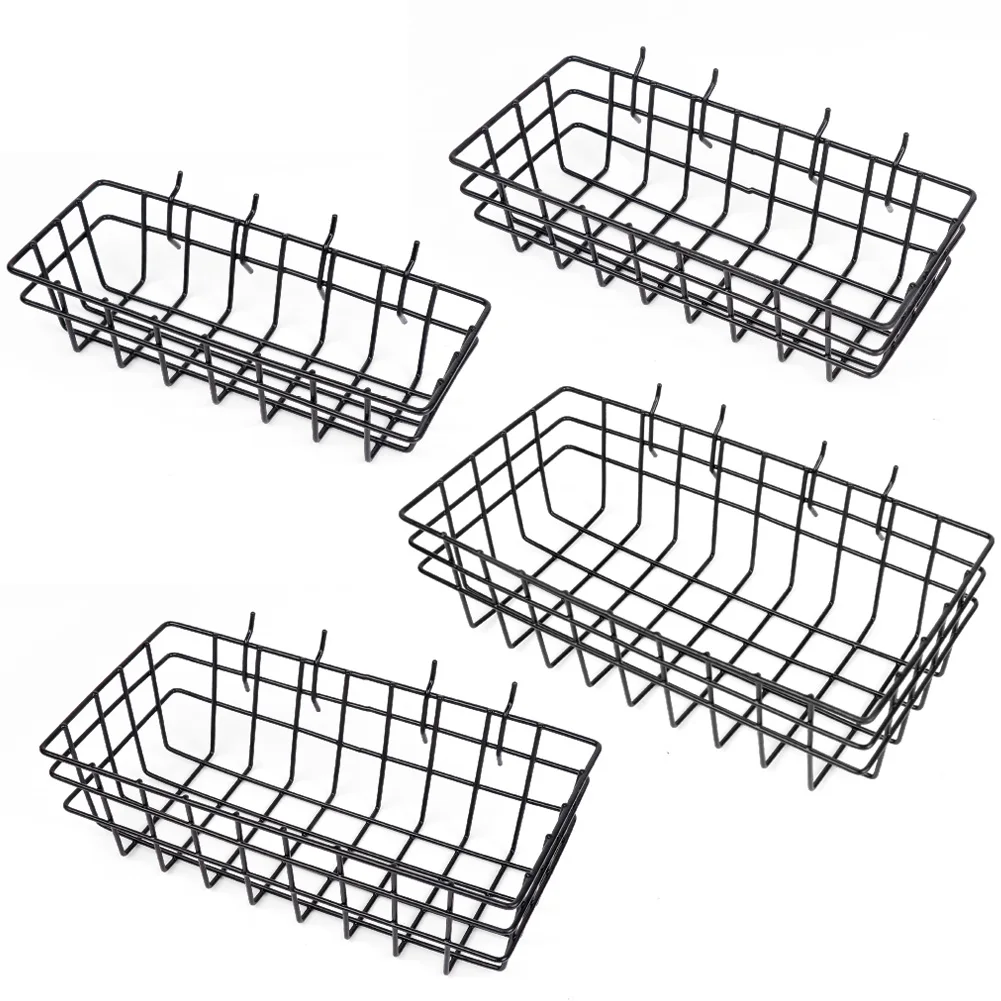 HORUSDY Peg Board Bins and Baskets | 4 Pack | Square Style 4 Size Pegboard Baskets and Pegboard Bins for Organize Workbenches,