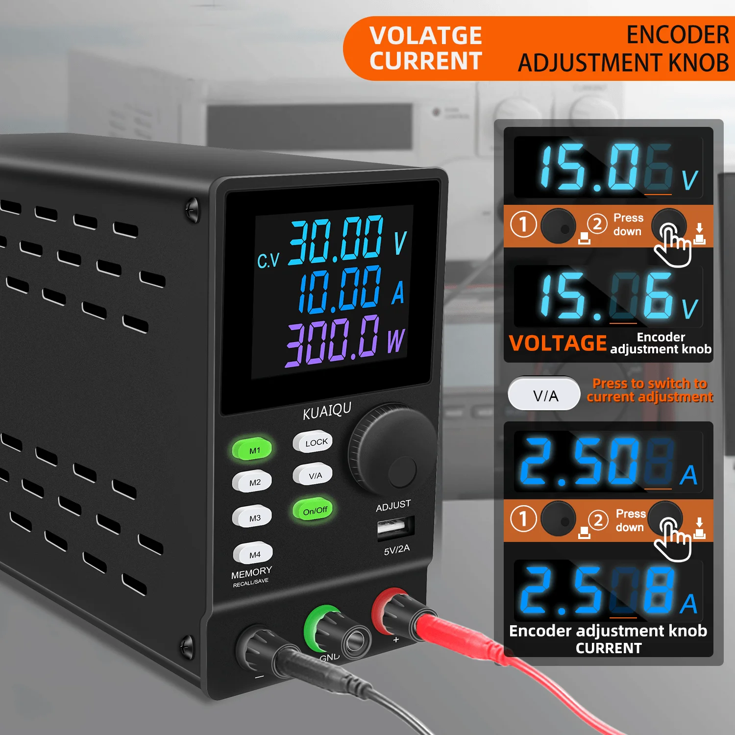 KUAIQU 300V 1A 300W Lab DC Power Supply RS232 USB Software Power Source 12V 30V 10A 200V Adjustable Voltage Regulator For Test