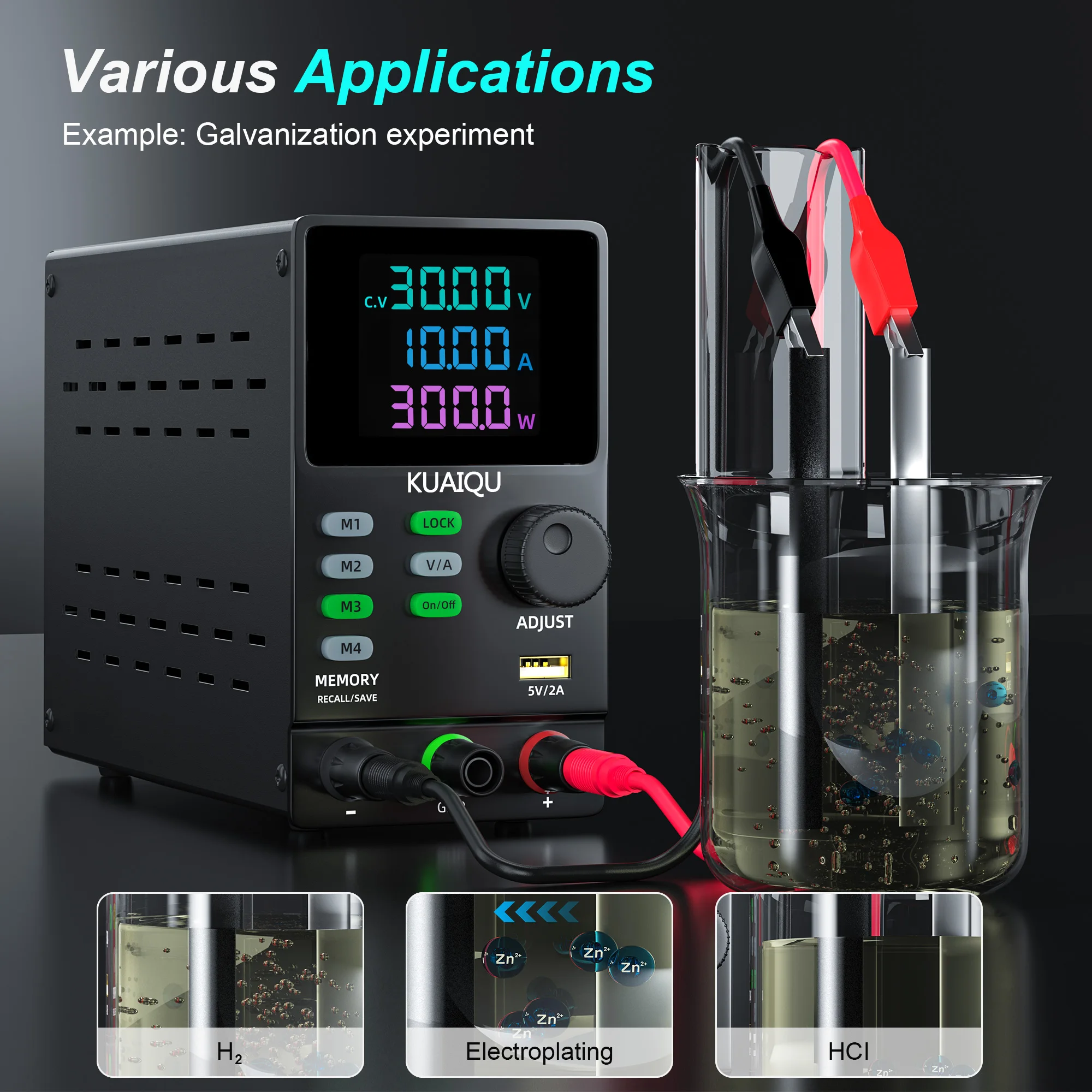 KUAIQU 300V 1A 300W Lab DC Power Supply RS232 USB Software Power Source 12V 30V 10A 200V Adjustable Voltage Regulator For Test