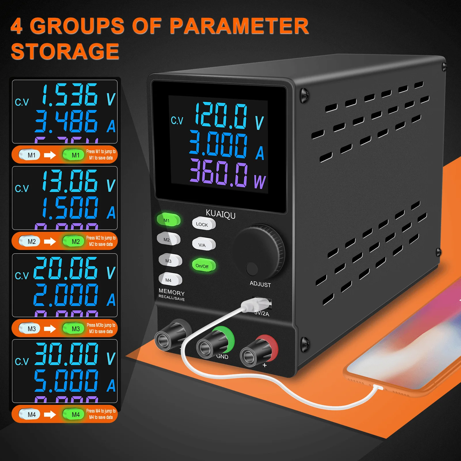 KUAIQU 300V 1A 300W Lab DC Power Supply RS232 USB Software Power Source 12V 30V 10A 200V Adjustable Voltage Regulator For Test