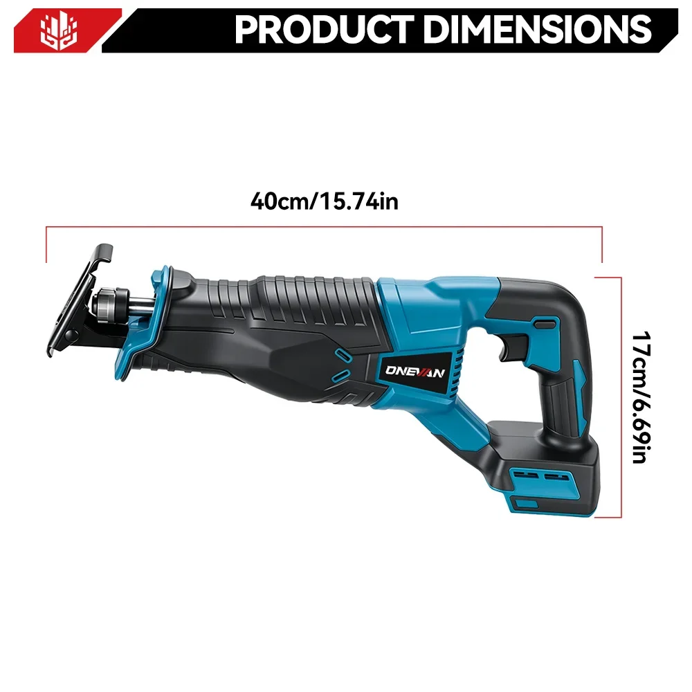 ONEVAN 10000SPM Electric Reciprocating Saw Cordless Chainsaw Metal Pipe Cutter Multifunctional Tool For Makita 18V Battery Pin