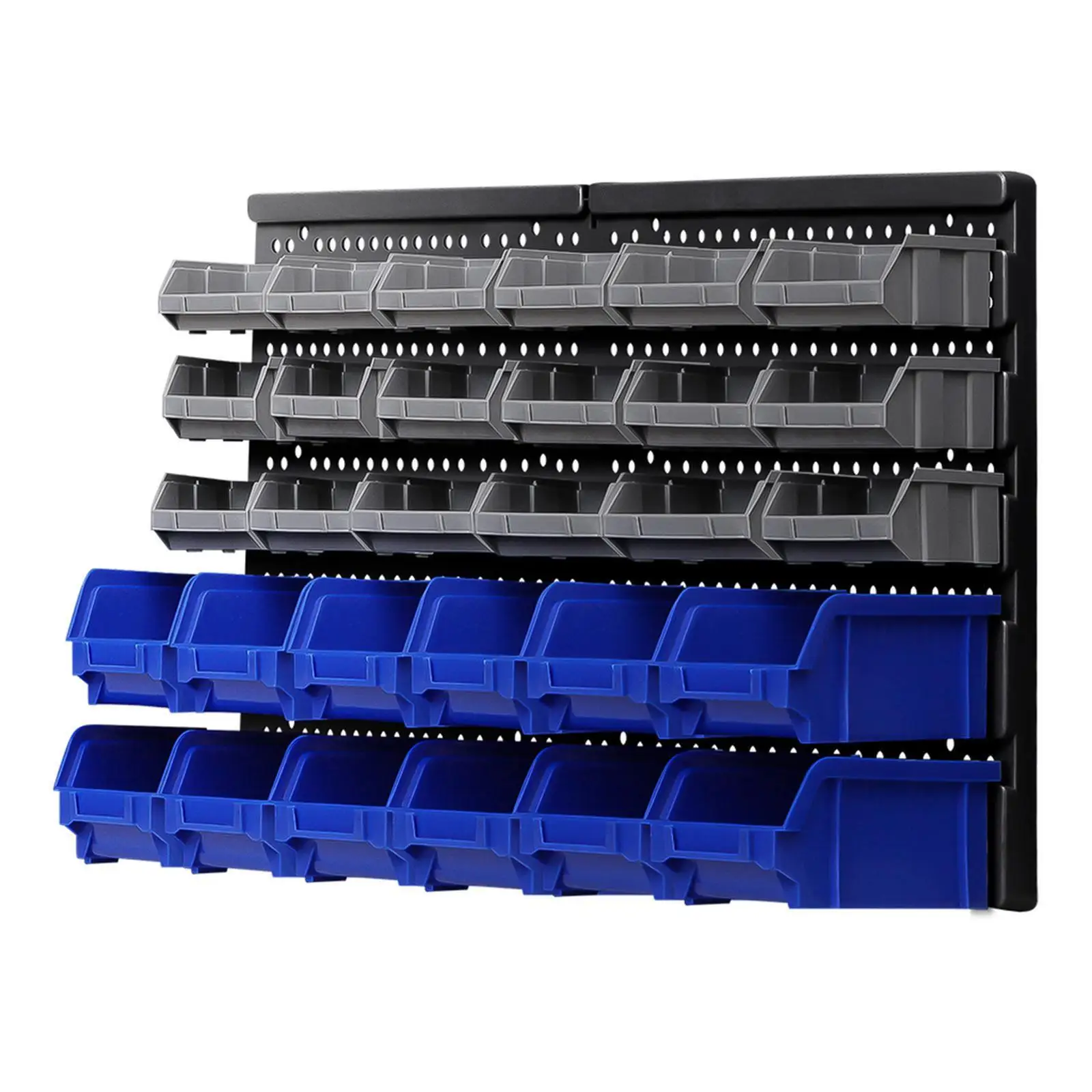 Wall Mounted Storage Bin Rack for 30 Bins Heavy Duty Organizer Shelf for Garage Workshop Parts Storage Space Saving Wall Holder