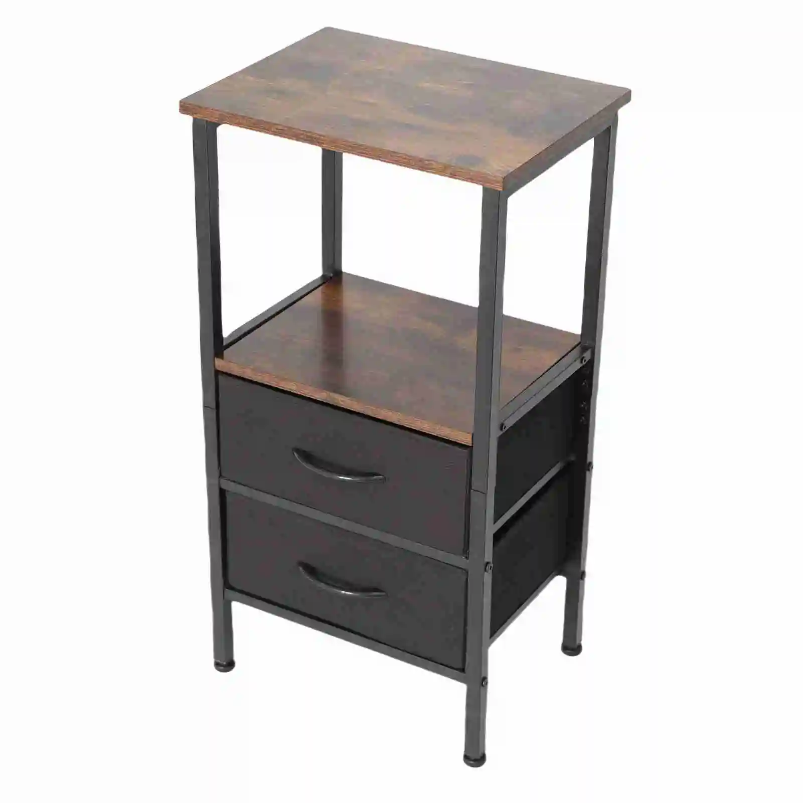 AU Side Table Night Stand for Bedroom MDF Carbon Steel Bedside Table with 2 Drawers for Living Room Dorm Bedside Table