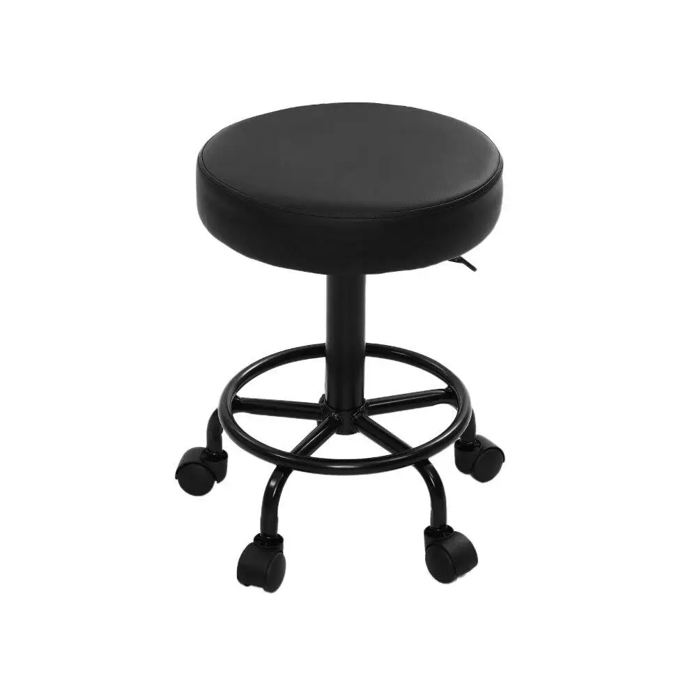 Salon Round Swivel Stool Adjustable Height Upholstered Rolling Chair for Spa Beauty Salon Tattoo Massage Stool Seat with Backrest and Wheels