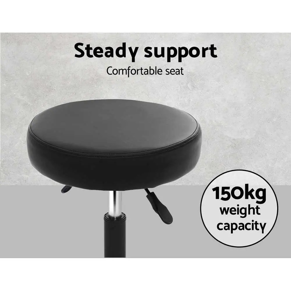Salon Round Swivel Stool Adjustable Height Upholstered Rolling Chair for Spa Beauty Salon Tattoo Massage Stool Seat with Backrest and Wheels