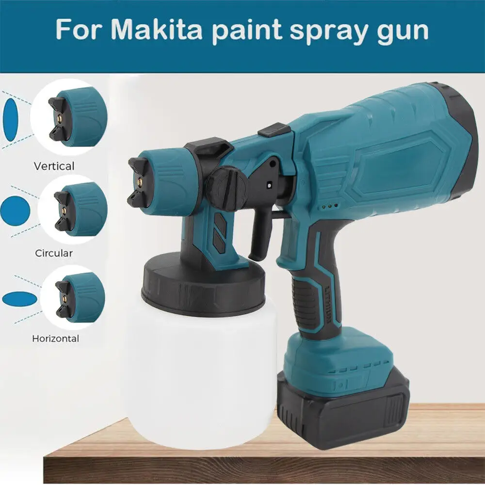 Cordless High Pressure Spray Gun Airless Paint Sprayer 1000ml with 2 Battery