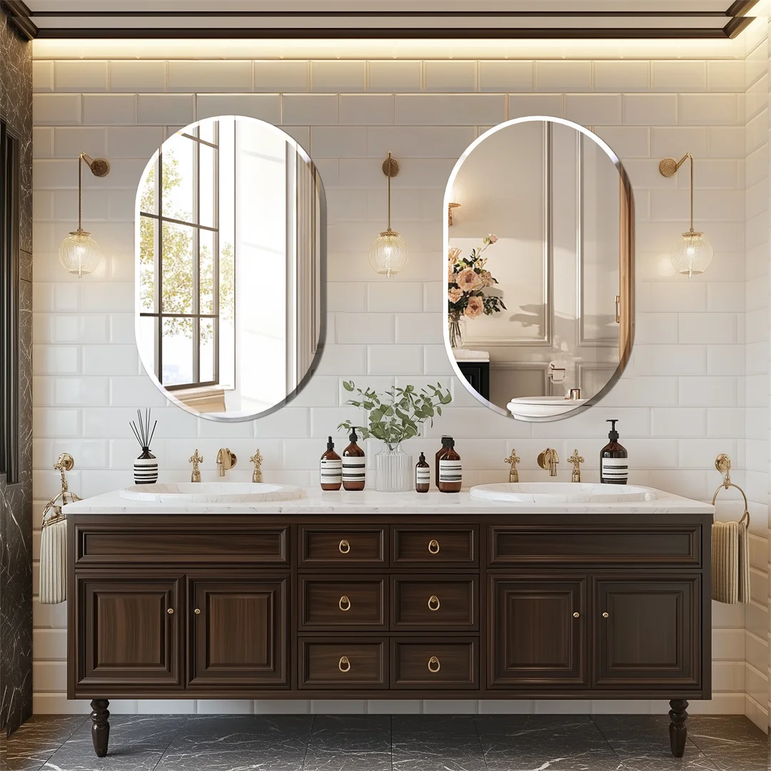 LUVODI Silver Frameless Beveled Edge Bathroom Vanity Mirror,Wall Decor Glass Mirror for Bathroom,Entryway