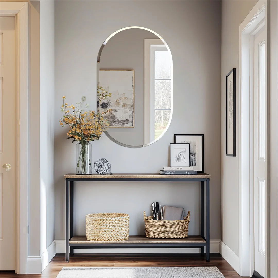 LUVODI Silver Frameless Beveled Edge Bathroom Vanity Mirror,Wall Decor Glass Mirror for Bathroom,Entryway