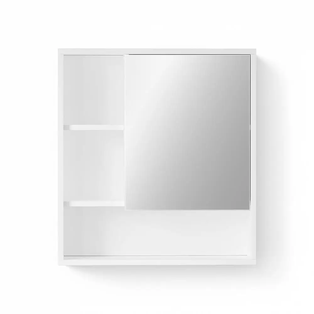Bathroom Wall Mounted Mirror Cabinet White Adjustable Shelf Medicine Storage Cabinet 560mm