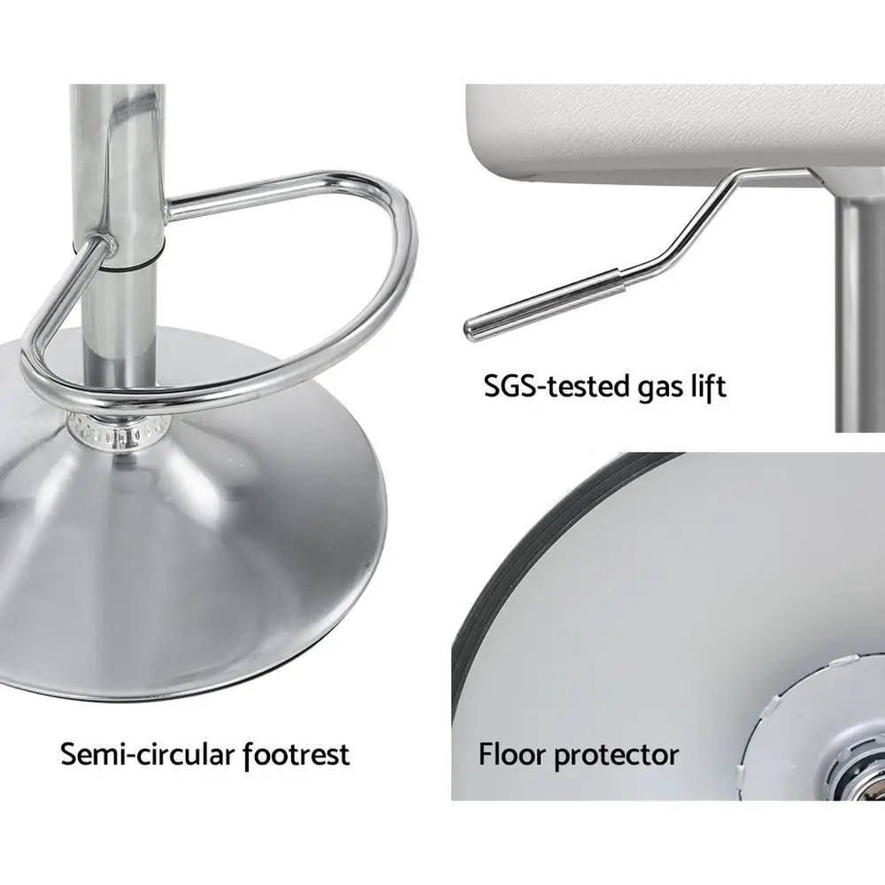 Set of 4 Adjustable PU Leather Gas Lift Bar Stools White Modern Swivel Kitchen Counter Chairs
