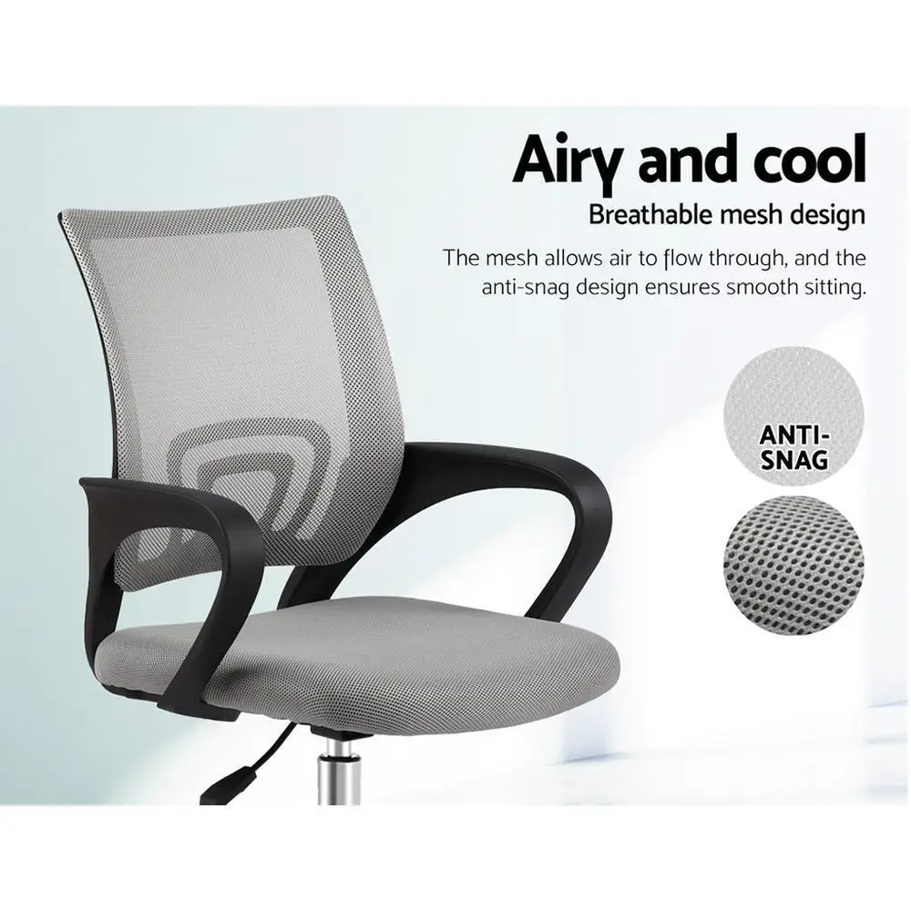 Ergonomic Mesh Mid Back Office Chair Grey Adjustable Swivel Desk Chair with Lumbar Support and Armrests