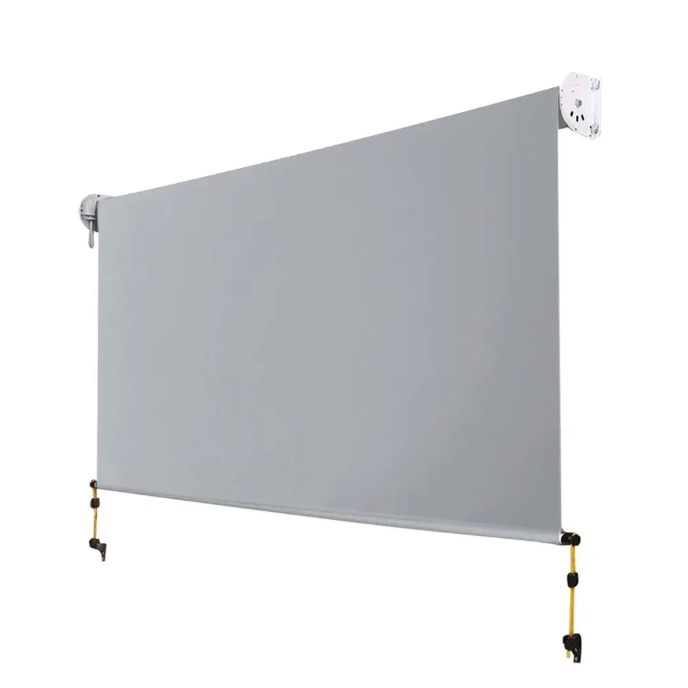 3x2.5m Outdoor Roll Down Shade Screen Fabric Blind Grey Patio Window Sun Protection