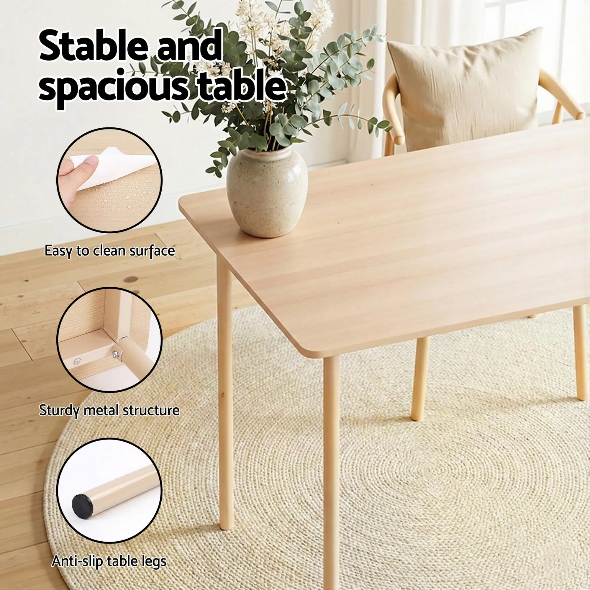 5 Piece Dining Table and Chairs Set Compact Kitchen Furniture Natural Beige Space Saving Dining Set for Small Kitchen Apartment and Dining Room