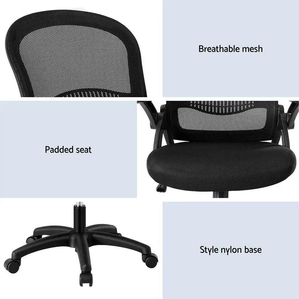 2X Mesh Office Chair Ergonomic Computer Gaming Desk Chairs Mid Back Adjustable Swivel Work Study Seating