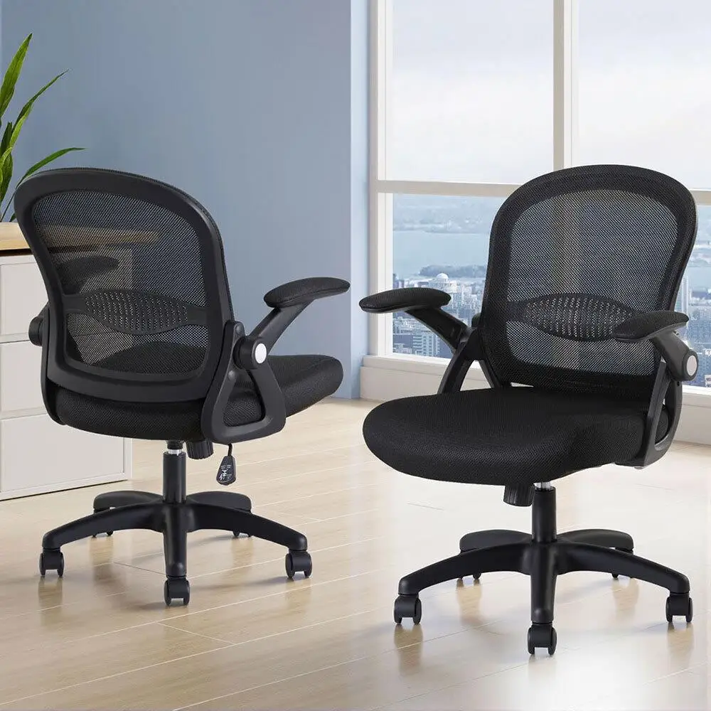 2X Mesh Office Chair Ergonomic Computer Gaming Desk Chairs Mid Back Adjustable Swivel Work Study Seating