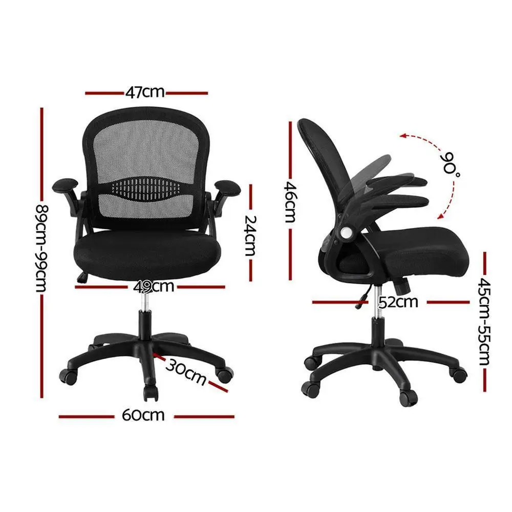 2X Mesh Office Chair Ergonomic Computer Gaming Desk Chairs Mid Back Adjustable Swivel Work Study Seating