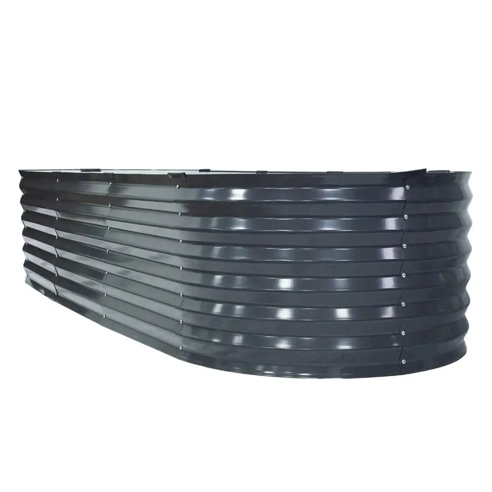 Oval Raised Garden Bed 240x80x42cm Galvanized Steel Planter Box Outdoor Large Vegetable Flower Container