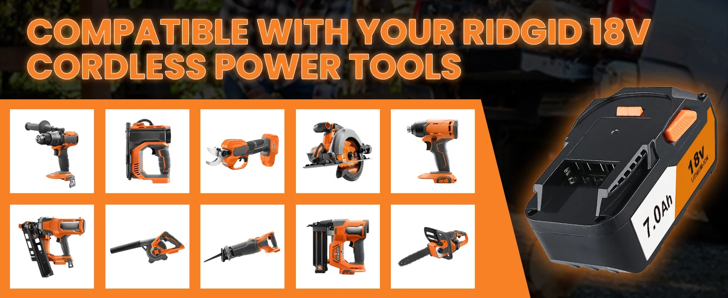 8.0Ah R840087 4.0Ah R840085 Replace for RIDGID 18V Li-on Battery Pin L1815R L1850R R840083 Compatible with Cordless Power Tools