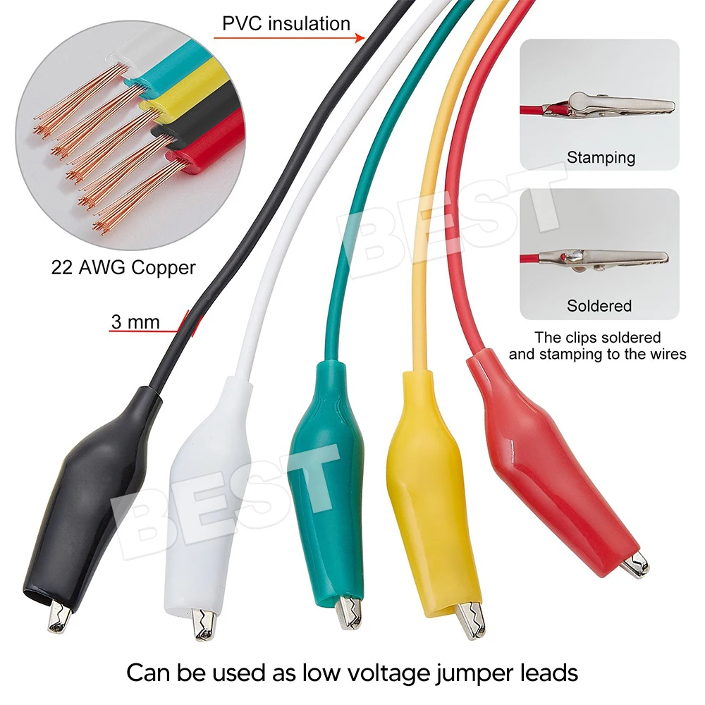 10PCS Electrical Alligator Clips Test lead Jumper Wire Crocodile Cable wire