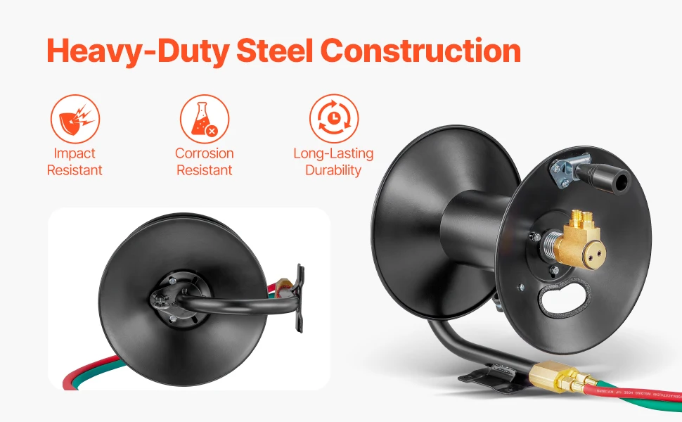SucceBuy Welding Hose Reel Hand Crank Rewind Hose w/ 3 FT Lead-in Hose Ceiling/Wall Mount Heavy Duty Steel Reel for Workshops